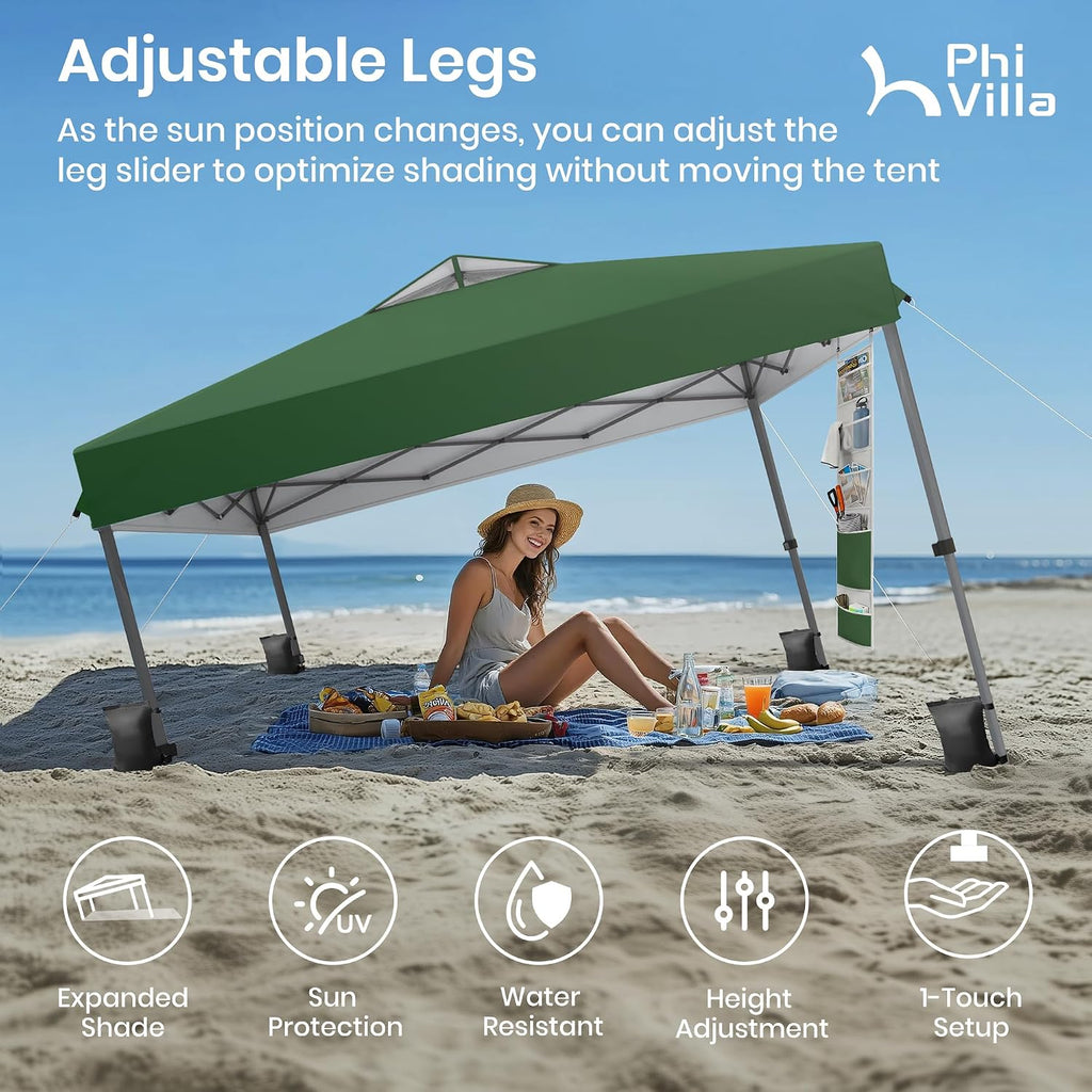 PHI VILLA 10x10 Pop up Canopy Tent, One Push Easy Set Instant Shade Tents