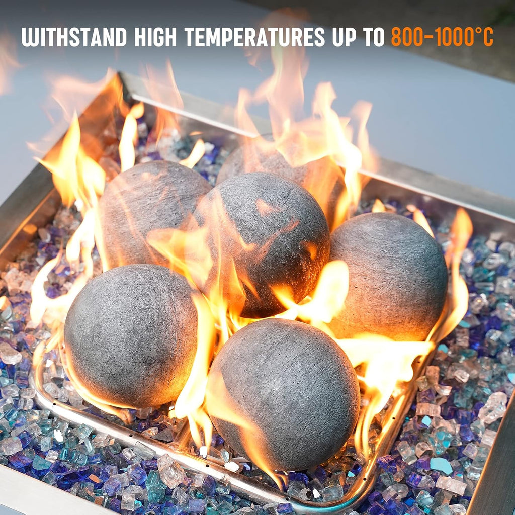 stanbroil 5 inch ceramic fire pit balls, set, side view