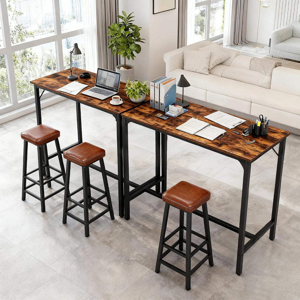 Karl home 43" Bar Table w/Triangular Support, 220 lbs, Rustic Brown