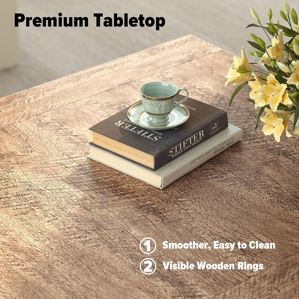 Lareth 31.5 in Rustic Coffee Table for Living Room with X-Design, Square