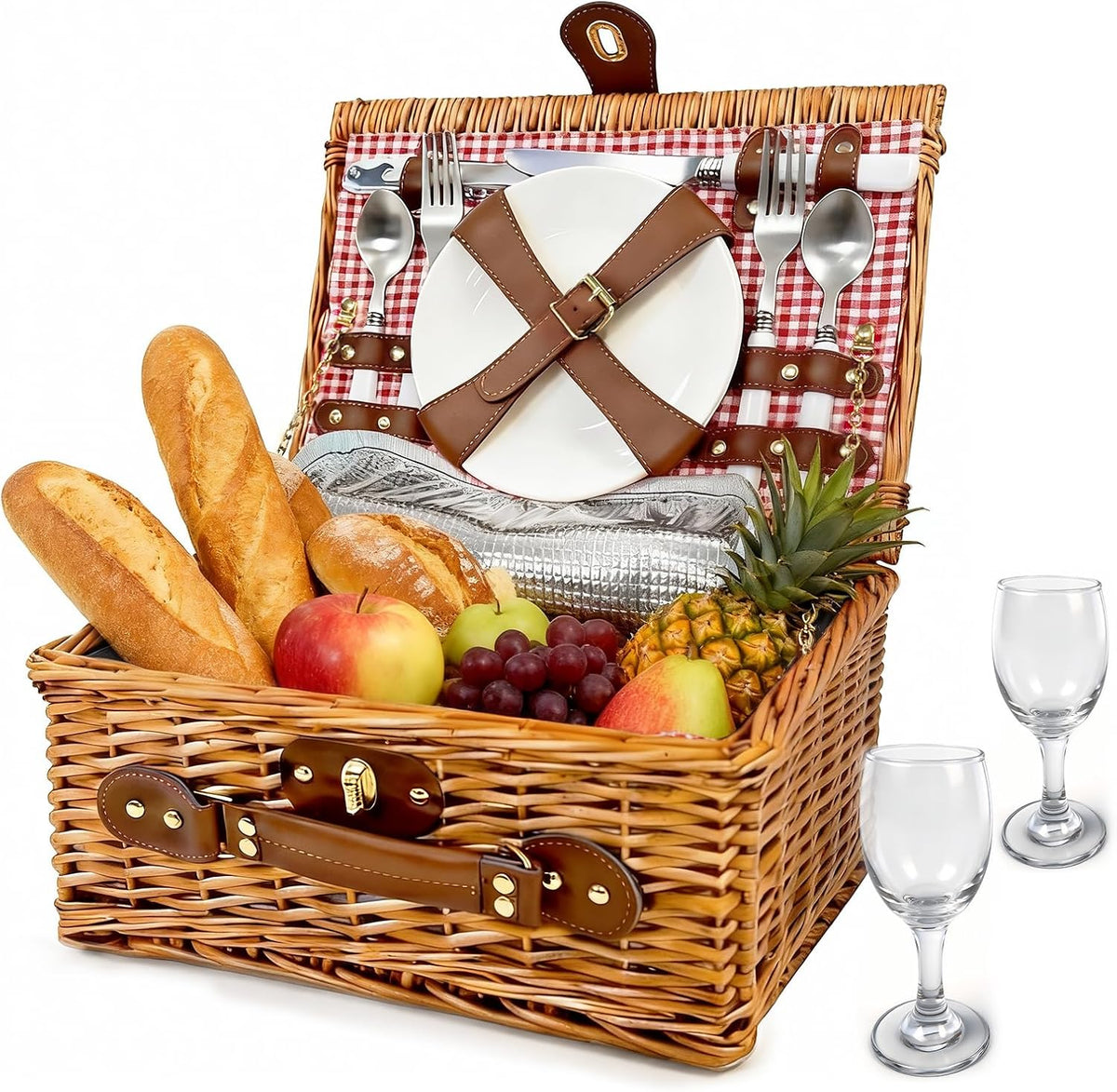 Picnic Basket for 2 with Insulated Cooler Compartment