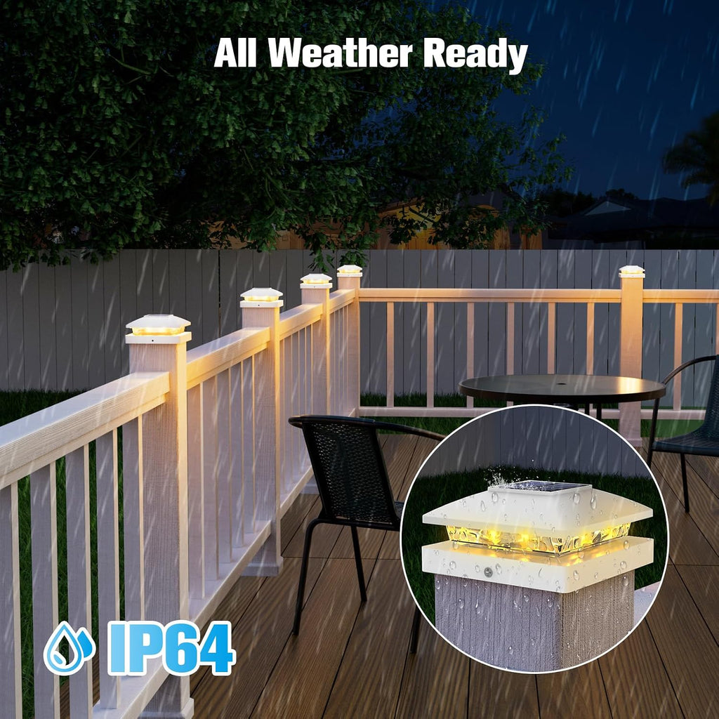 VOLISUN 4x4 Solar Post Cap Lights, 12 Pack White Waterproof Fence Lights