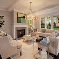 28" Gold Drum Chandelier, Modern Glass Chandeliers for Dining Room