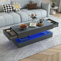 Verano Garden 47" High Gloss LED Coffee Table, Large Storage Center Table