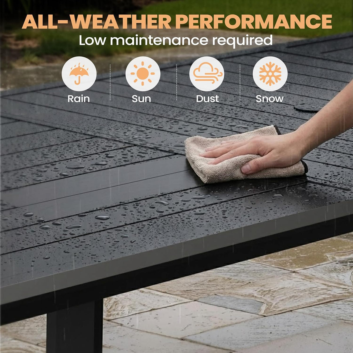 Pellebant Aluminum Outdoor Dining Table for 8-10 Person
