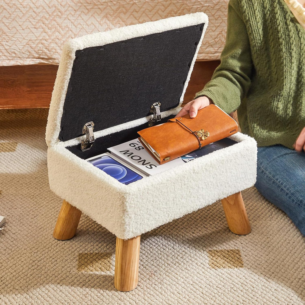 YMYNY Storage Ottoman, Small Foot Stool Ottoman with Storage, White HBD042W
