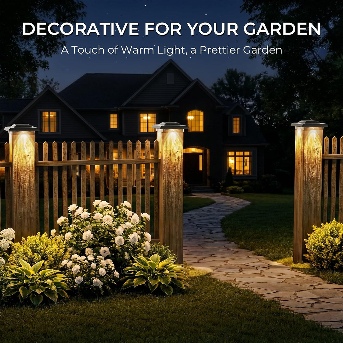 T-SUN 4x4 Solar Post Cap Lights, 12 Pack Warm White for Post with Stairs
