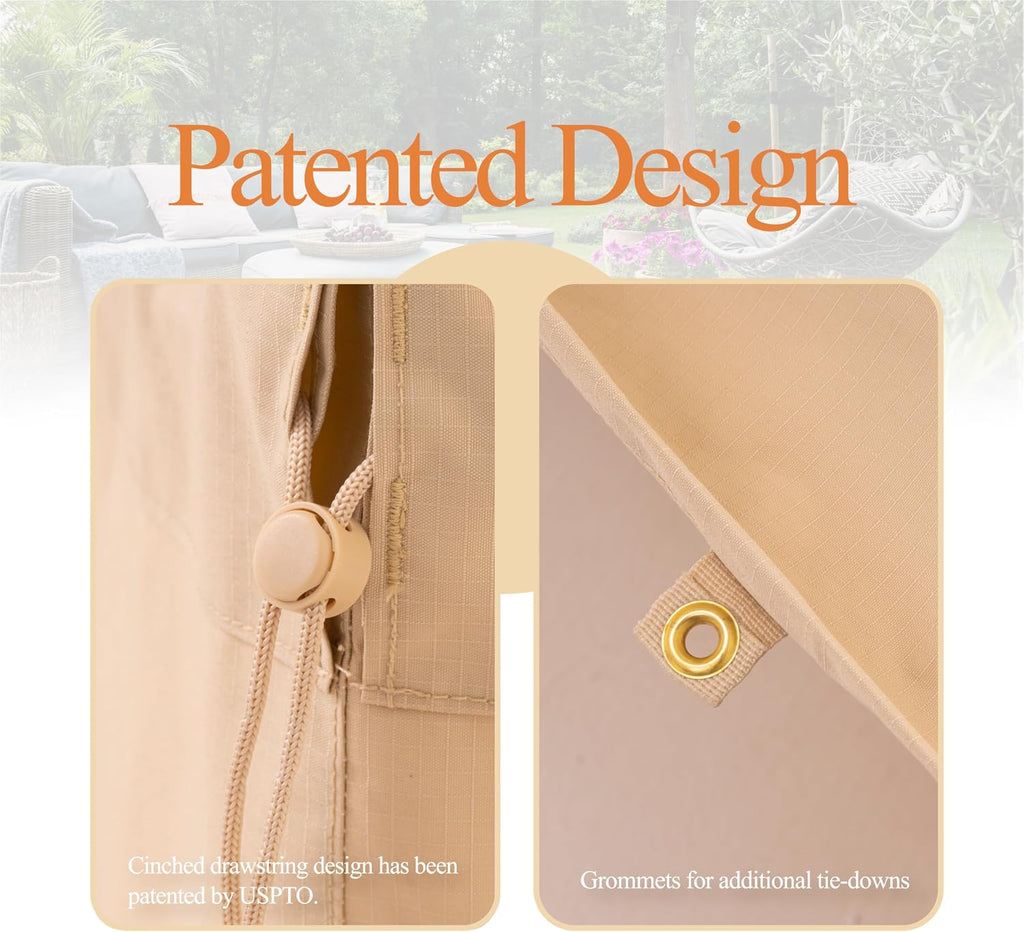 WJ-X3 Round Patio Furniture Cover, 84" D x 31" H, Beige