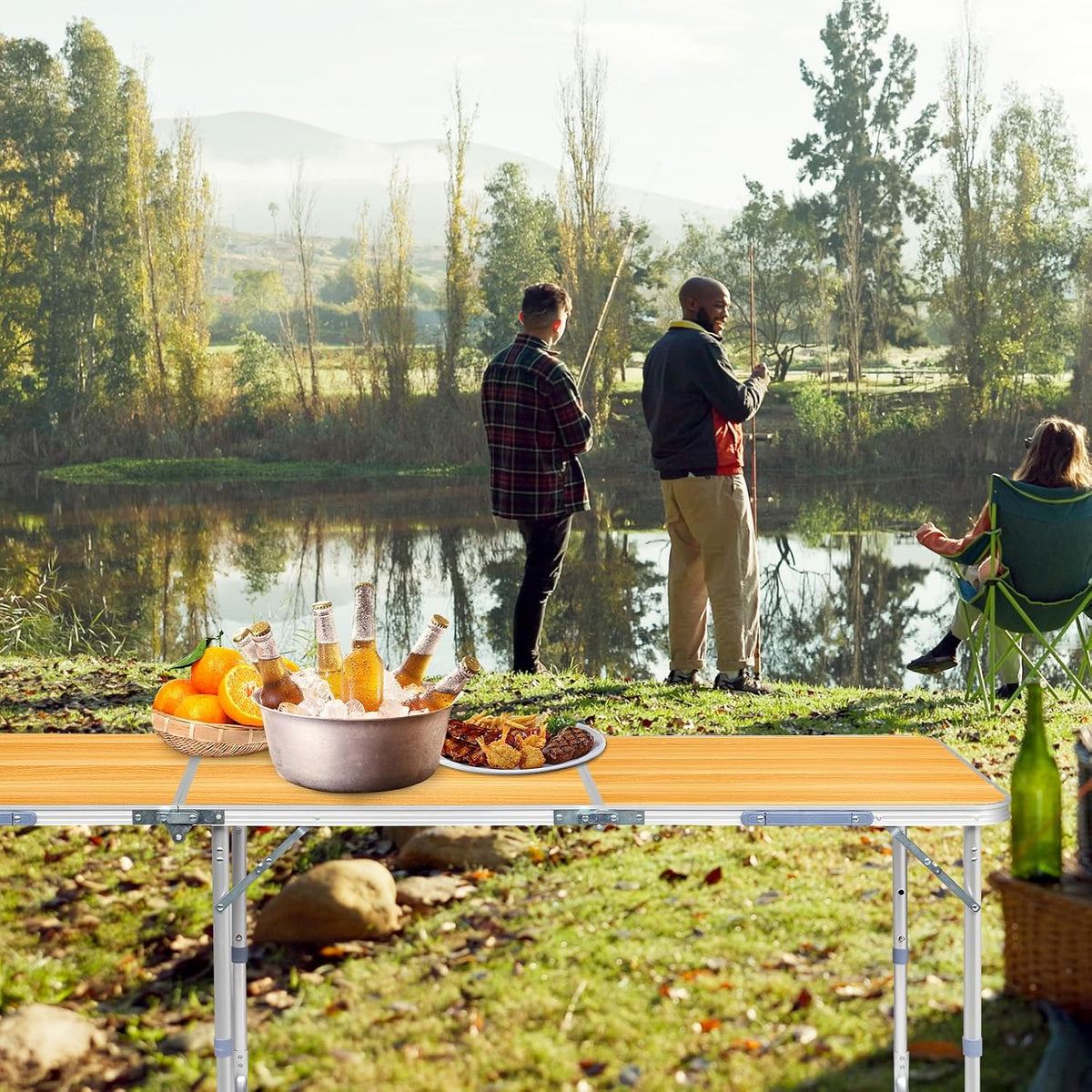 6.0 Ft Folding Portable Camping Table Yellow
