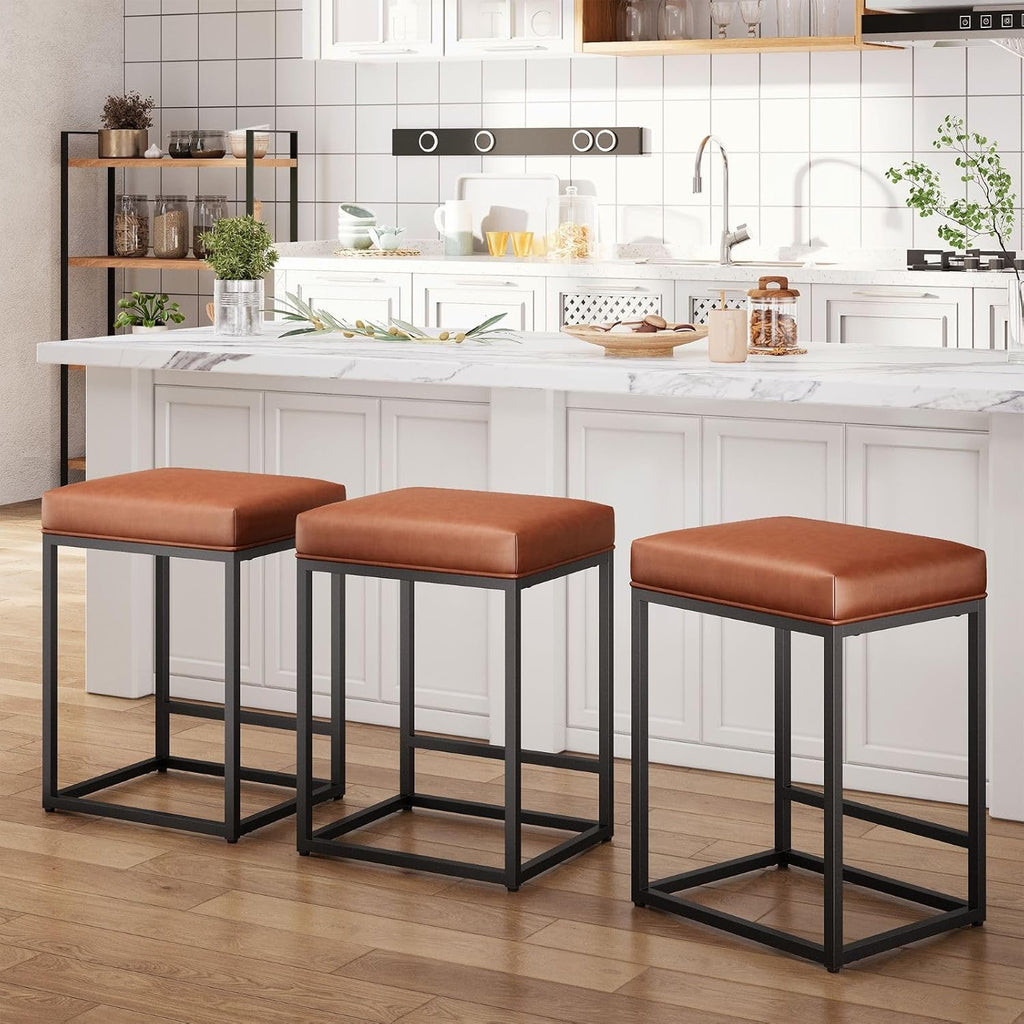 Sophia & William Counter Height Bar Stools Set of 2, Modern Backless Barstools