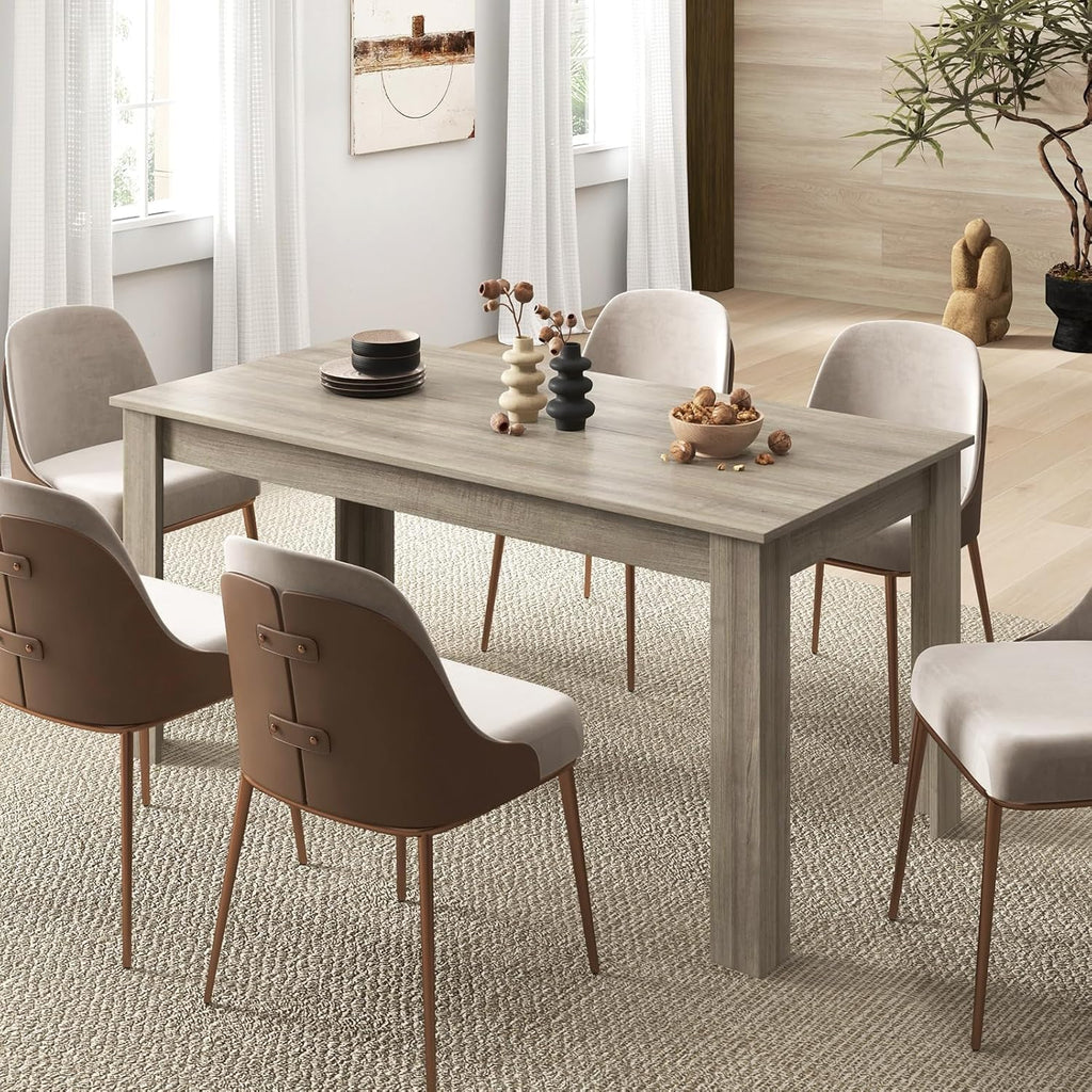 LDAILY Dining Table, Modern Dining Room Table for 4-6 People, Heavy Duty Legs, Spacious Desktop, 63" Rectangular Farmhouse Kitchen Table for Home Office, Living Room, Restaurant (Oak)