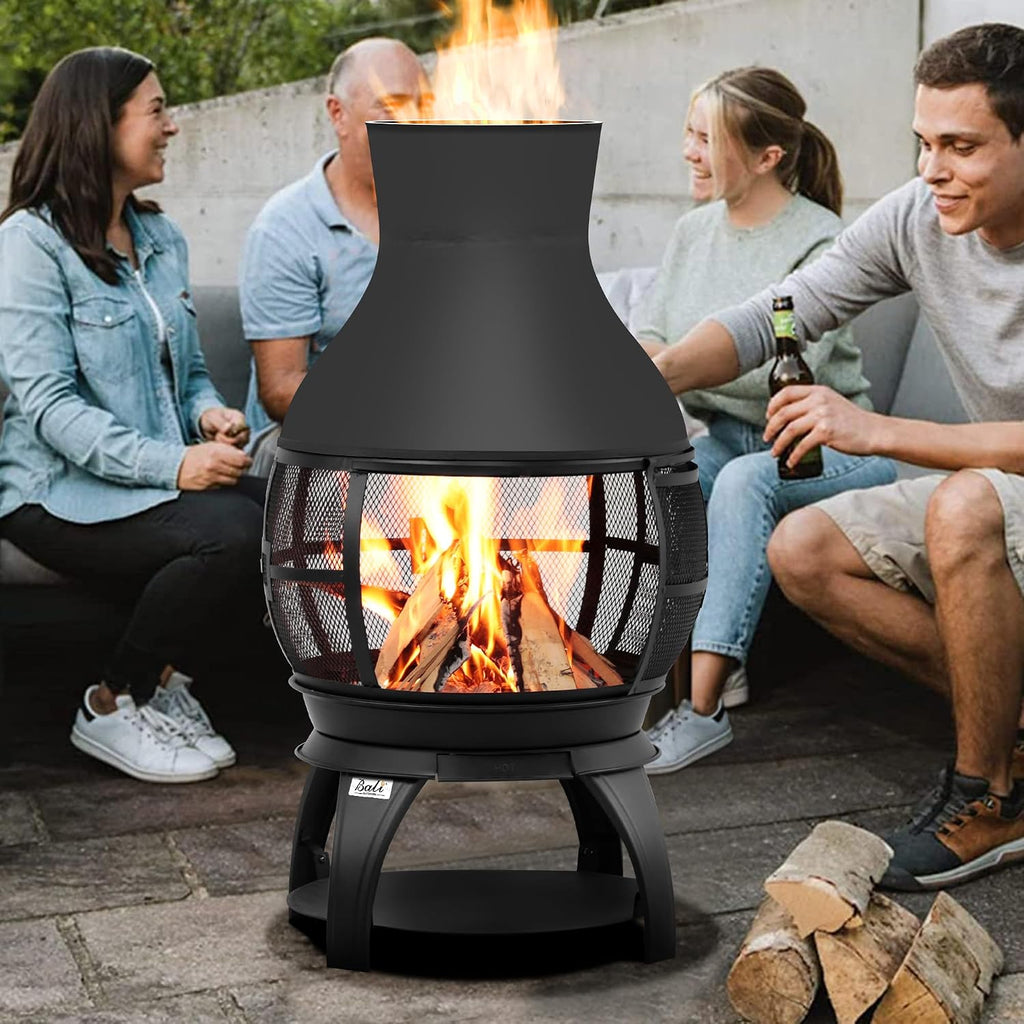 bali outdoors fire pit wood burning chiminea outside on a desk or shelf