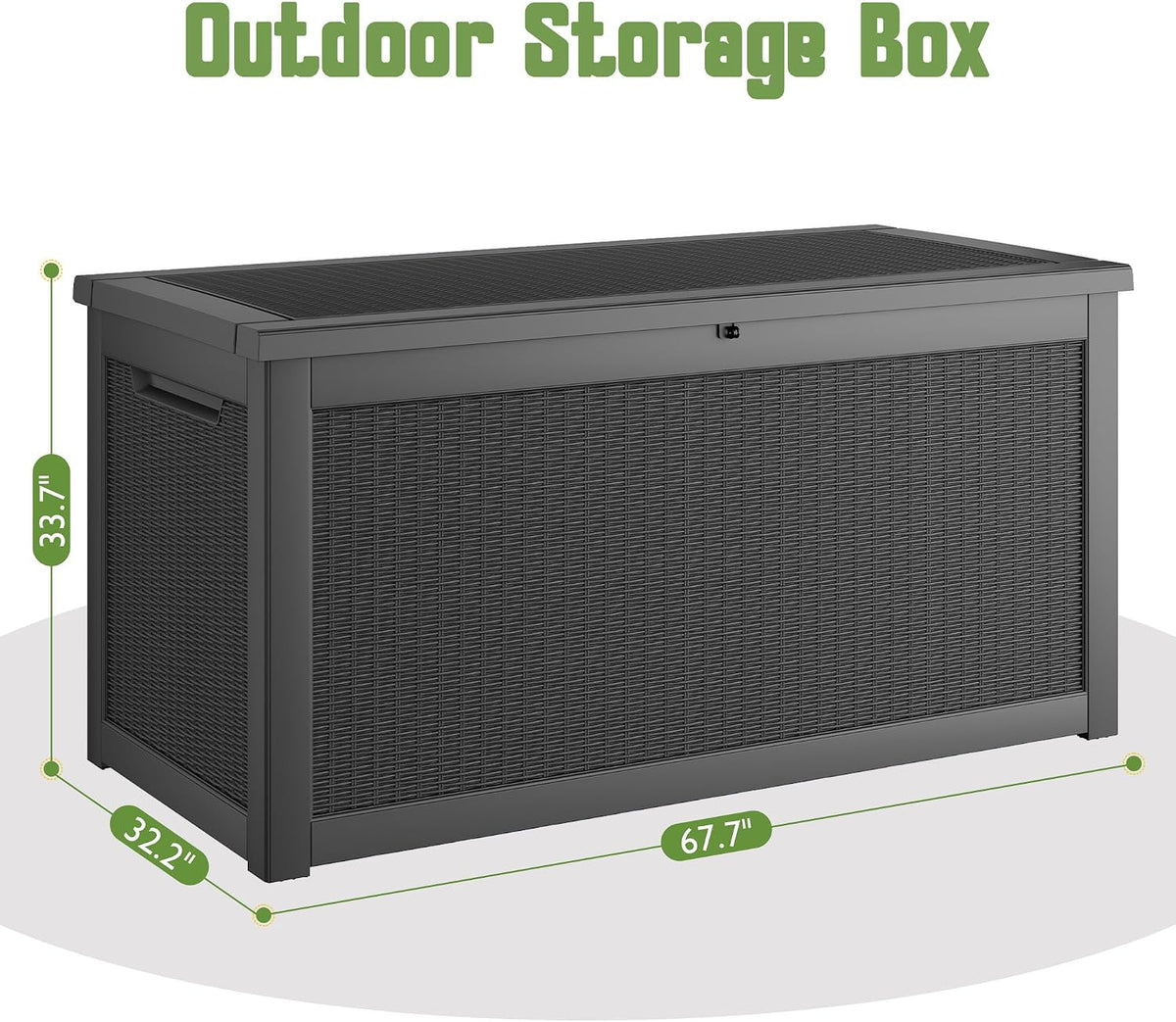 Outdoor Storage Waterproof Deck Box for Patio (300 Gallon, Black)