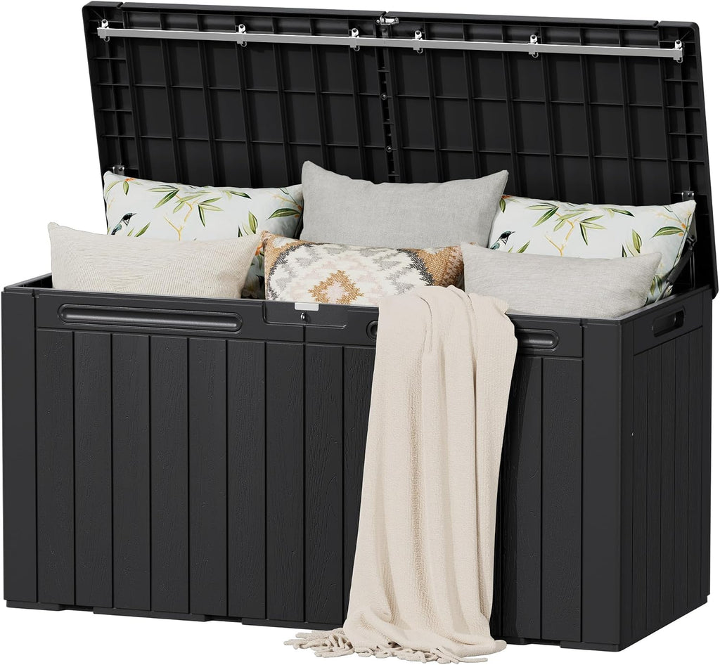 Flamaker Resin Deck Box 100 Gallon Large Outdoor Storage Box Waterproof
