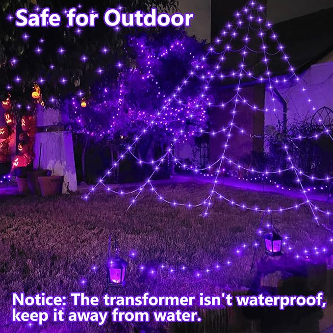 YEGUO 165ft 500 LED Halloween Lights Outdoor Waterproof, Purple String Lights Indoor Plug in, 8 Modes Clear Wire Purple Lights for Halloween Holiday Home Tree Garden Patio Decor