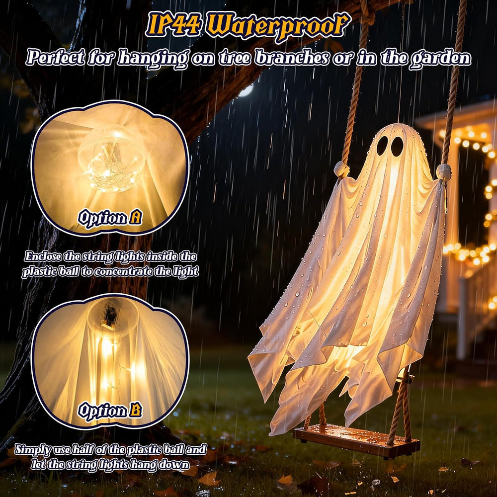 Halloween Decorations Outdoor, 4.3FT Hanging Swing Ghost Halloween Decor