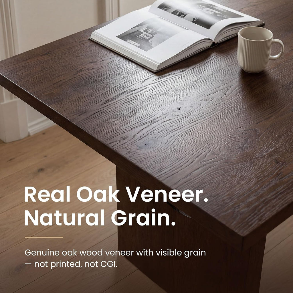 COLAMY ALVORA 72 Inch Dining Table, Rectangular Wood Dining Room Table for 6-8 People, Modern Farmhouse Kitchen Table, Natural Oak Veneer, Stable Heavy Duty Frame,Walnut