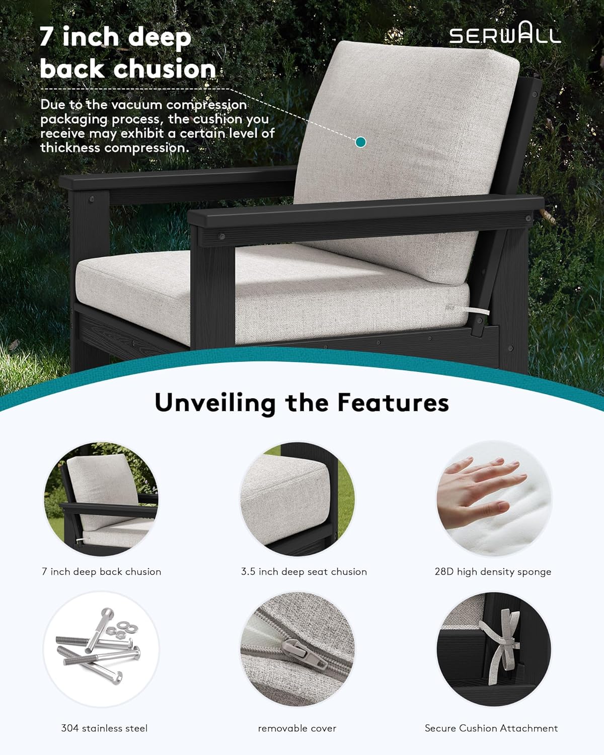 SERWALL HDPE Outdoor Patio Furniture Set Outdoor Couch