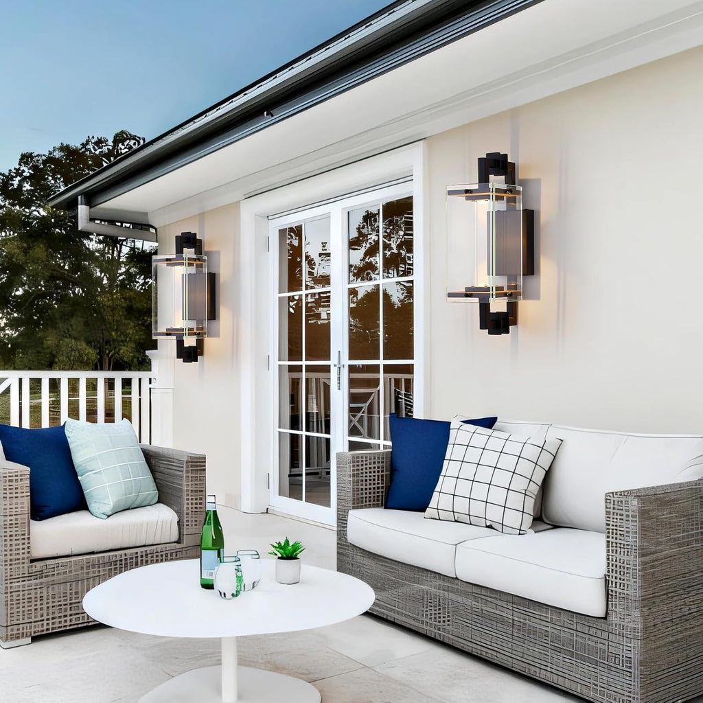 Modern Black Patio Wall light Fixture LED Warm 3000K Triac Dimmable