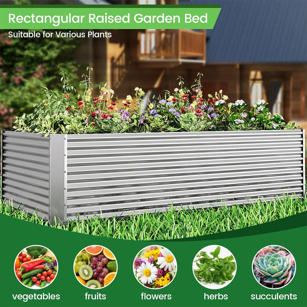 3PCS Tall Galvanized Raised Garden Bed Outdoor,Steel Garden Bed for Vegetables,Above Ground Garden Box for Flower,Metal Raised Beds for Gardening - 4x2ft