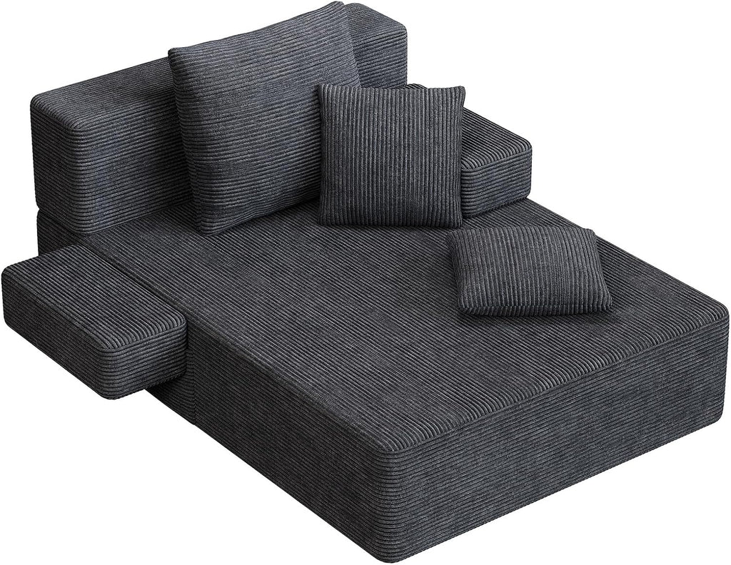 79.5" Oversized Boneless Chaise Lounge, Chaise Lounge Chair Indoor, Black