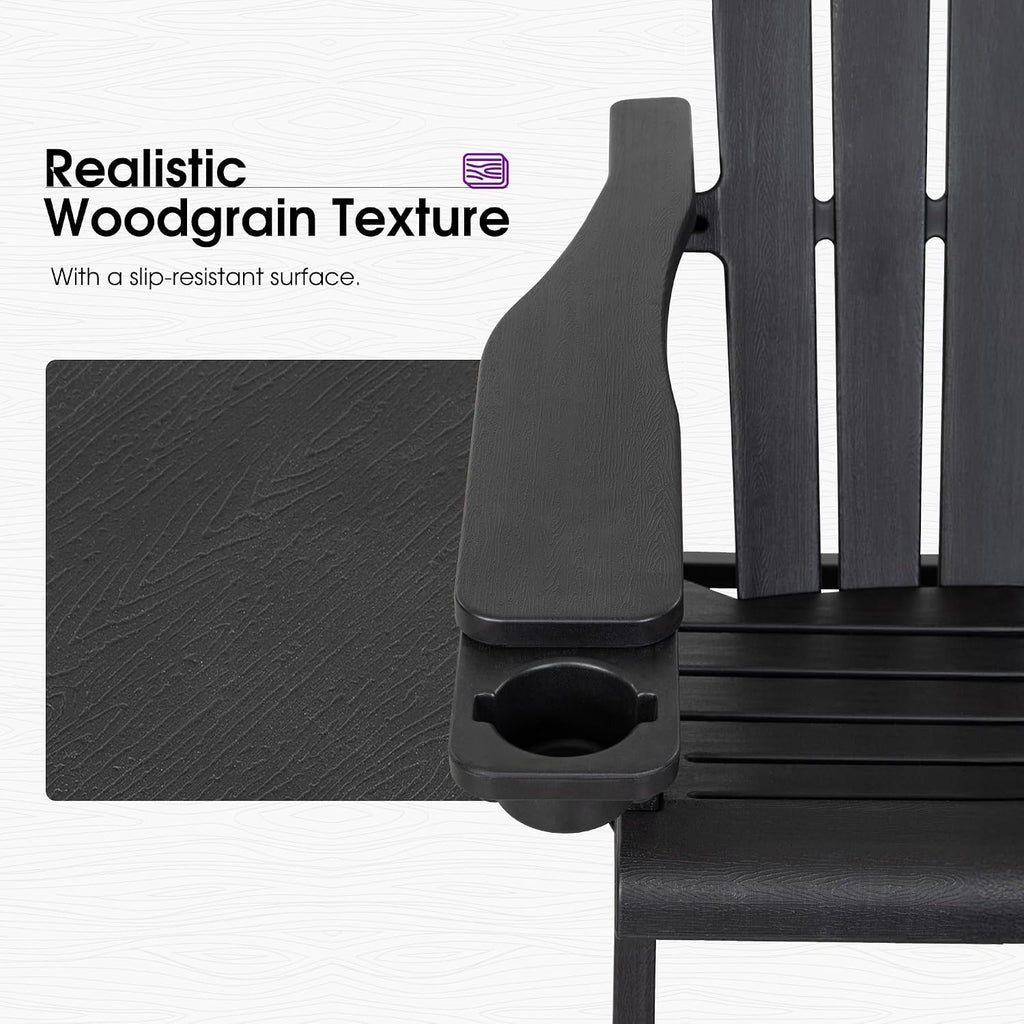 PURPLE LEAF Adirondack Chair Set of 4 HDPE Patio Chair for Fire Pit, Black