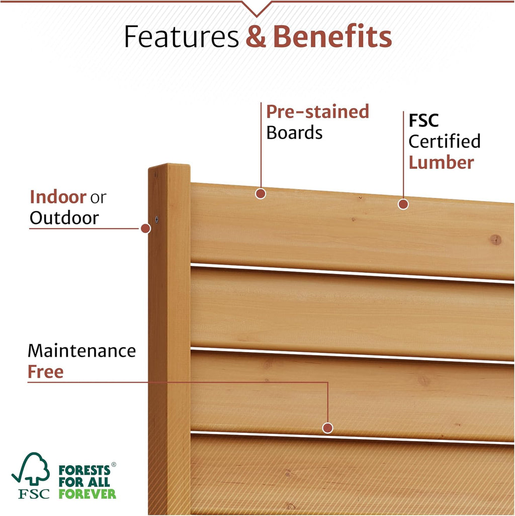 Enclo Louvered Freestanding/Surface Mounted Privacy Screen, Cedar Wood