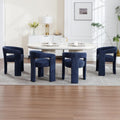 Tmsan Blue Modern Boucle Barrel Dining Chairs Set of 4