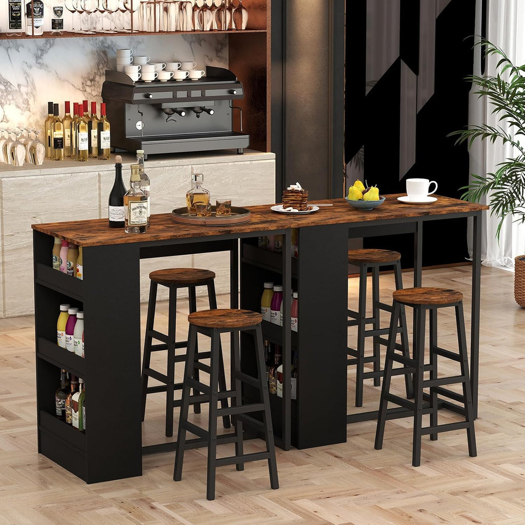 COSTWAY 3-Piece Bar Table Set, 36" Counter Height Breakfast Table Set