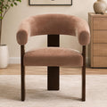 Modern Accent Chair, Barrel Armchair, U-Shaped Backrest, Brown