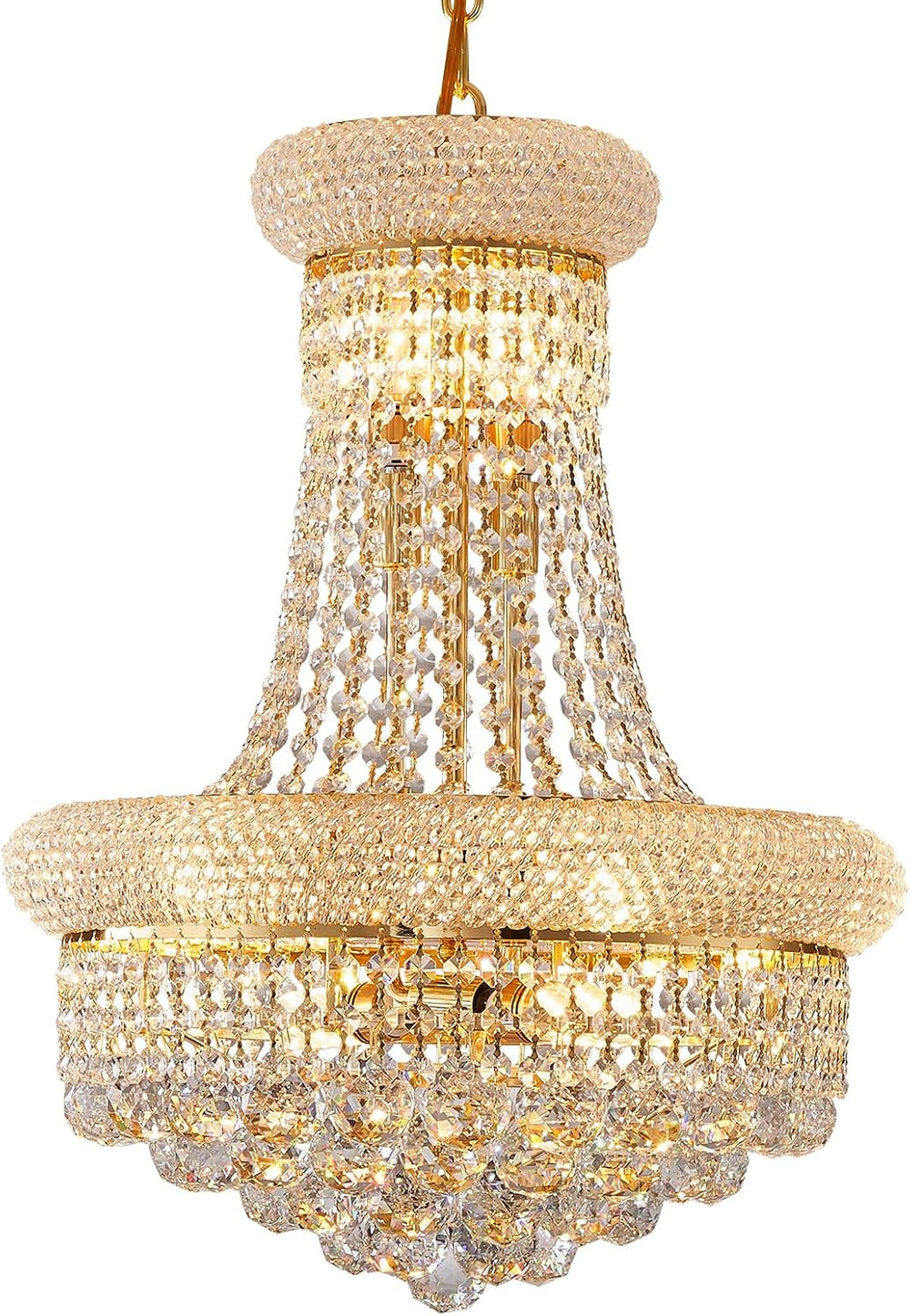 10 Lights Gold Finish Empire Crystal Chandelier Lighting for Dining Room Livi...
