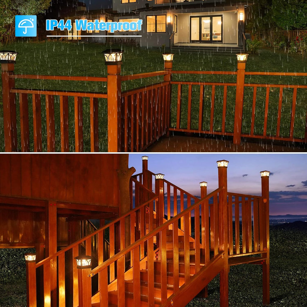 VOLISUN Solar Fence Post Cap Lights, Edison LED 2 Modes 4Pack,Slate Black