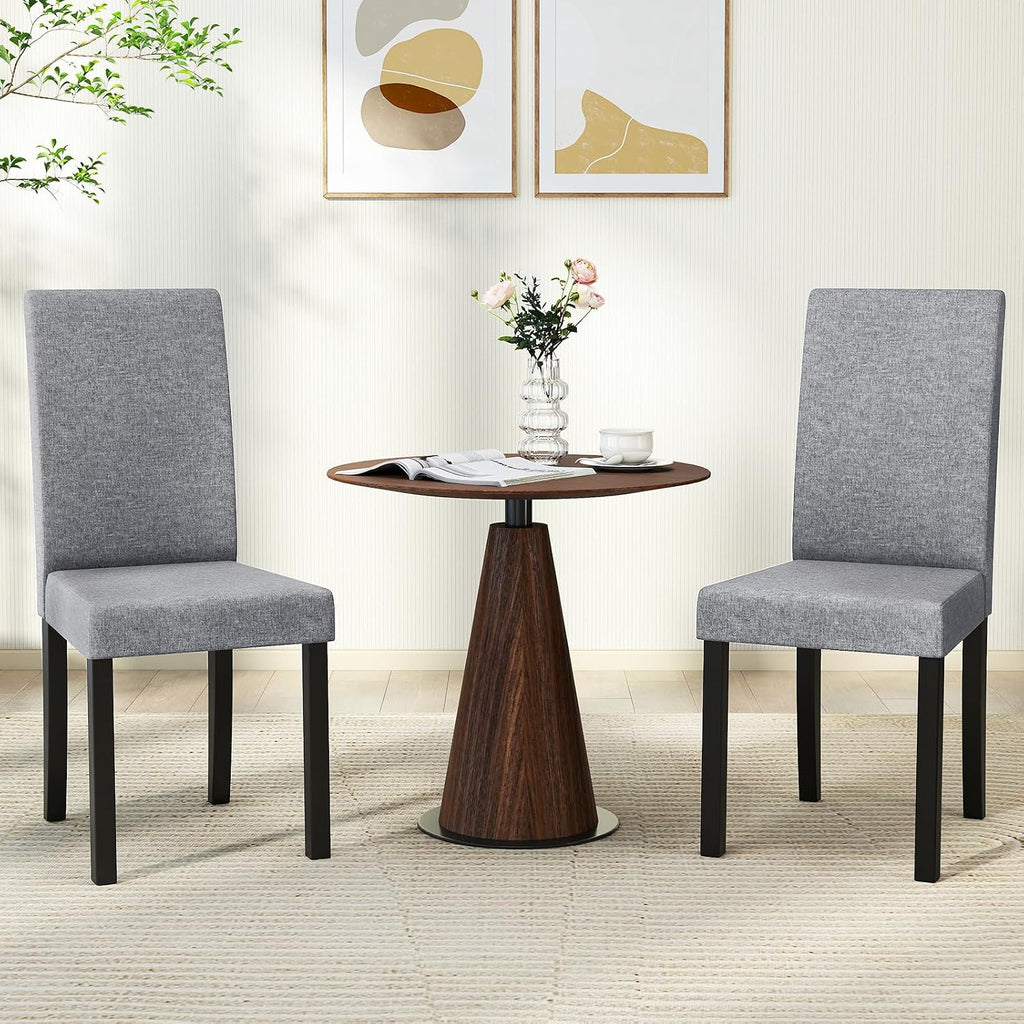 GOFLAME Upholstered Dining Chairs Set of 2, Fabric Kitchen Chairs with Padded Seat, Tilt Backrest, Rubber Wood Legs, Armless Side Chairs for Dining Room, Living Room, Restaurant, Light Gray