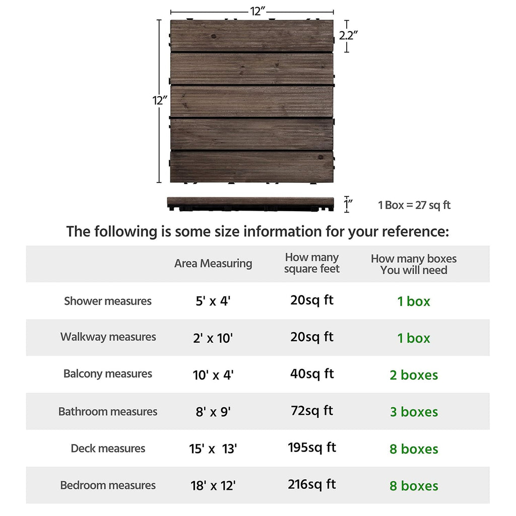 yaheetech 22pcs interlocking deck tiles outdoor patio floor,black on a desk or shelf
