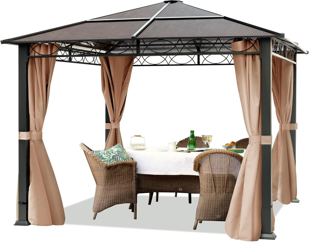 TOOLPORT 10x10 ft Hardtop Gazebo, Polycarbonate Roof