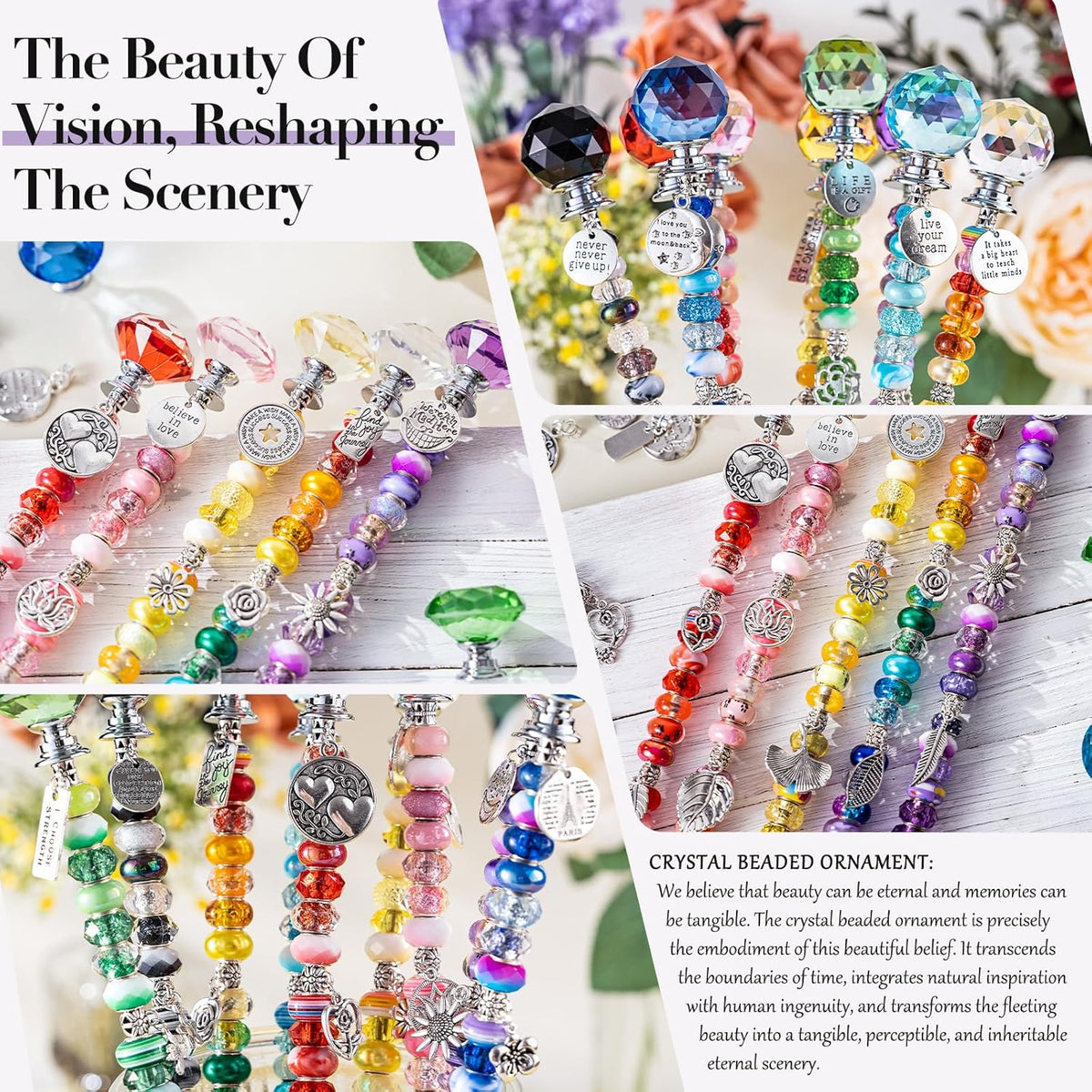 513Pcs DIY Beaded Garden Stakes, Fairy Wand Kit with 18 Threaded Rod