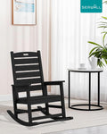 SERWALL Outdoor Rocking Chair Set of 2, Oversized HDPE Rocker, Black