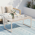ONBRILL Rectangle Coffee Table with Tempered Glass Desktop, Sand