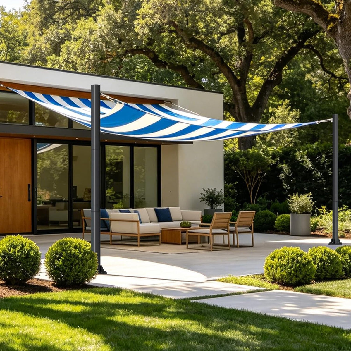 12ft Sun Shade Sail Pole - 3" Diameter Thickened Metal Rust Proof Outdoor Post Heavy Duty Steel Metal Pole Kit for Support Light String,Sunshade Sail,Canopy,Garden,Ground,Backyard
