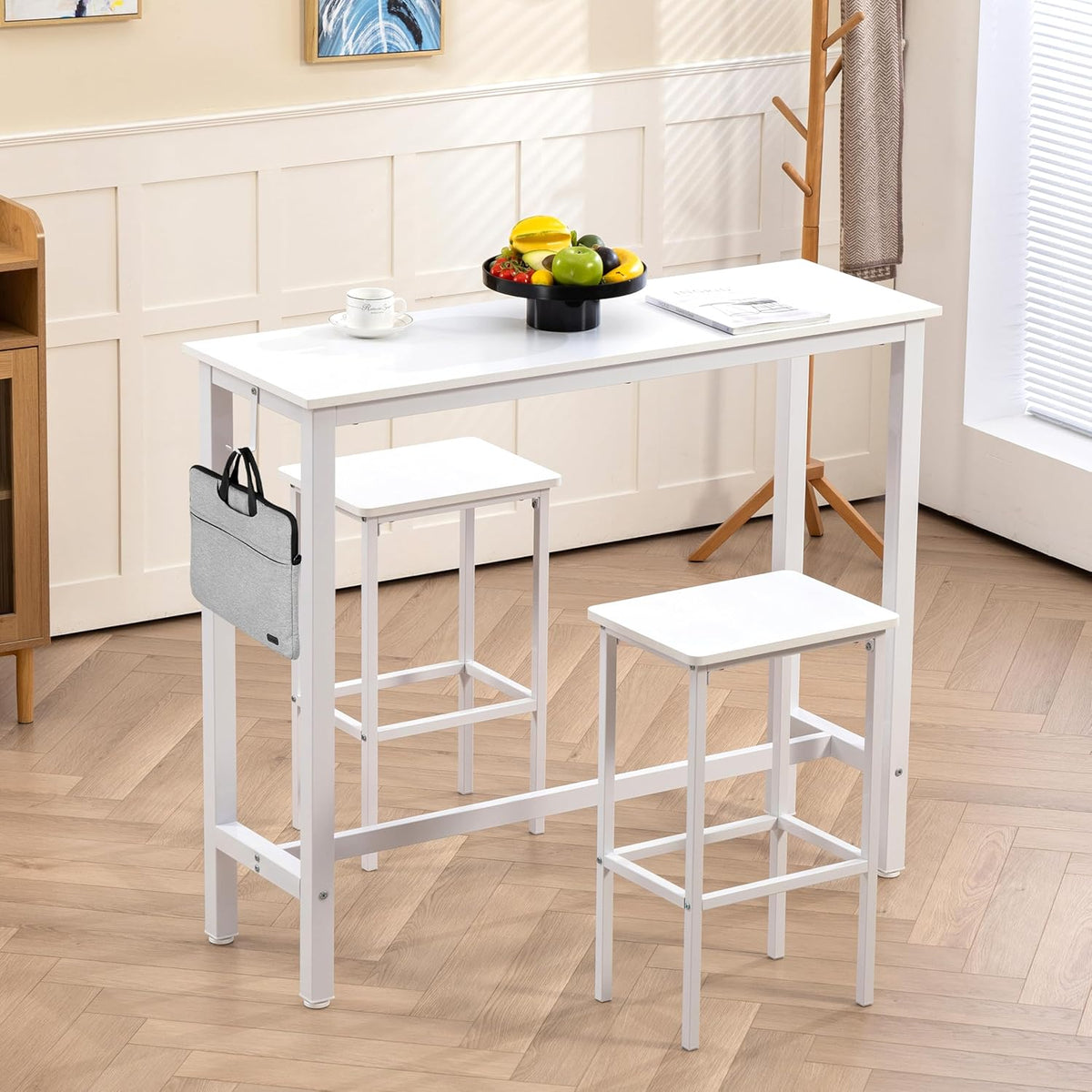 finnhomy 47" industrial bar table set with 2, close-up detail