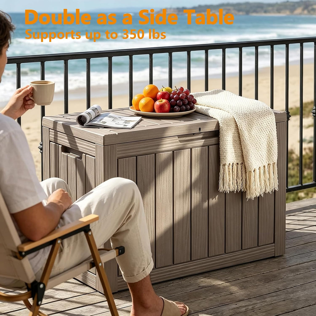 ROJIK 55 Gal Waterproof Deck Box Durable Outdoor Storage Box