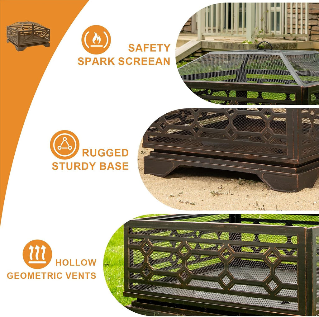 32 inch outdoor fire pit, wood burning outside, package contents