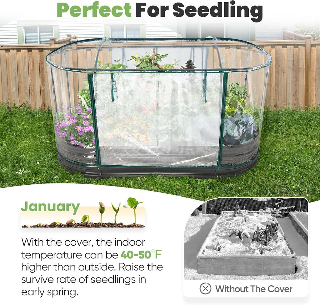 KING BIRD Raised Garden Bed with Cover 71x36x12 in