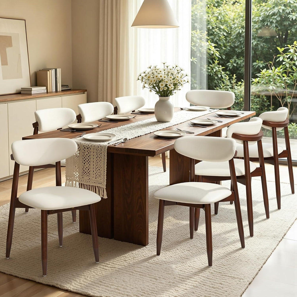 CHUN YI Dining Chairs Set of 8, Upholstered Wooden Dining Room Chairs