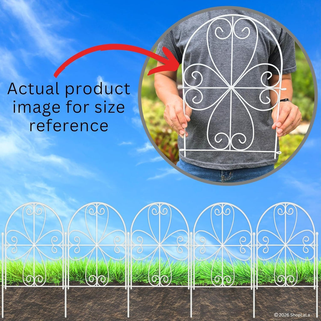ShopLaLa Garden Fence (10 Panels) 12.5inx16.5in White Metal Wire Fencing