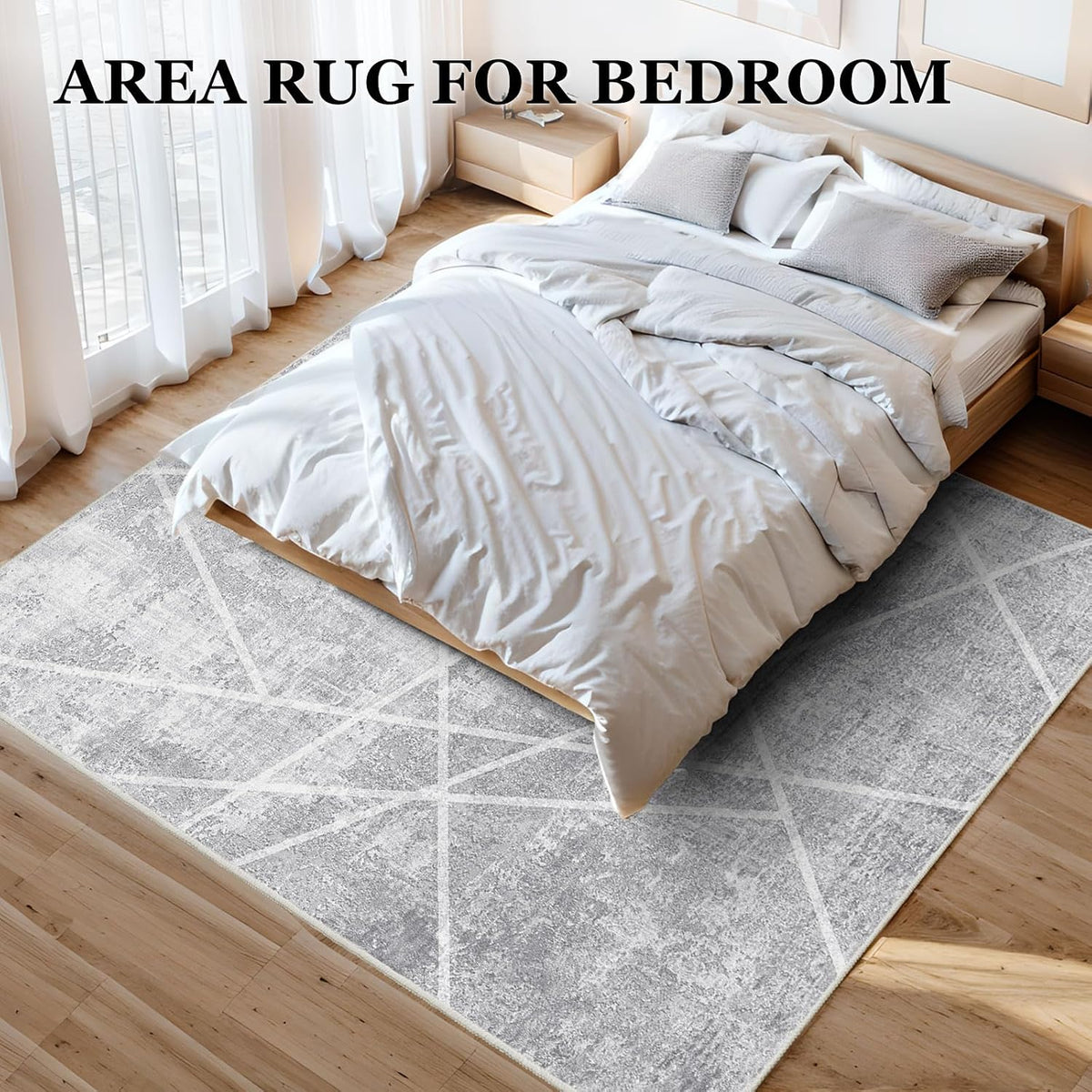 Vamcheer Modern Area Rug for Living Room 10x14,10mm Thick Sponge Grey White