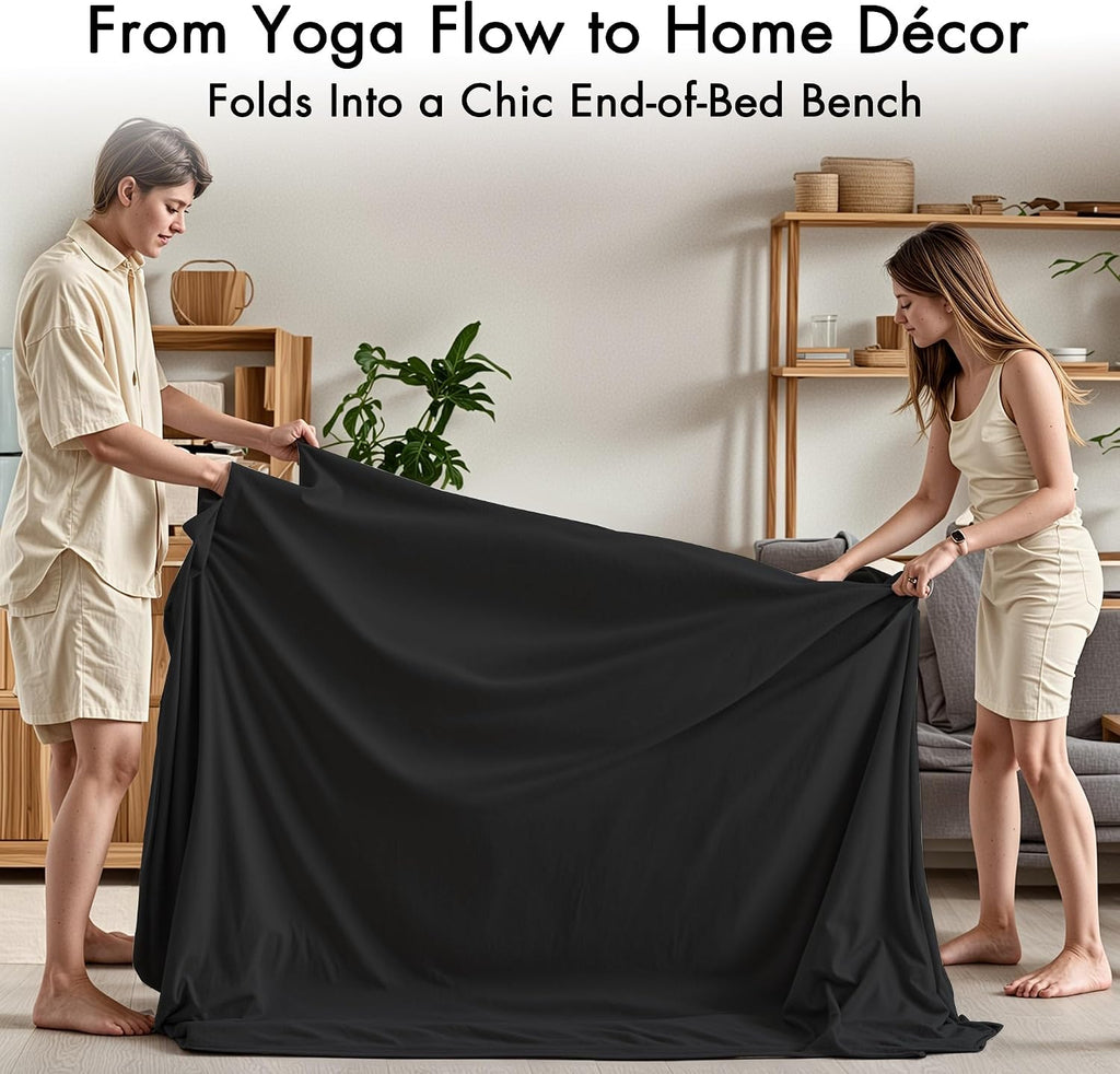 Convertible Yoga Chair for Adults, Ergonomic Foam Lounge with Lumbar Pillow, Washable Cover, Side Pocket, No Assembly Needed – Great for Exercise, Stretching & Relaxation Black