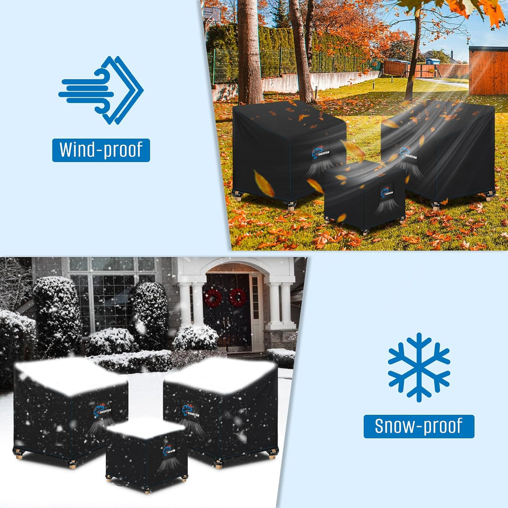 SIRUITON 3 Piece Outdoor Veranda Patio Garden Furniture Cover Set with 420D Durable and Water Resistant Fabric,Fit for Outdoor Wicker Patio Furniture Sets/Rattan Chair Conversation Sets-Balck
