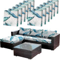 CALBODE 12Pcs Stretch Patio Cushion Covers Outdoor Couch Cover Replacement,Outdoor Sofa Covers for Patio Couch,Washable Furniture Cover (Tropical Flavor,Cushions Not Included)