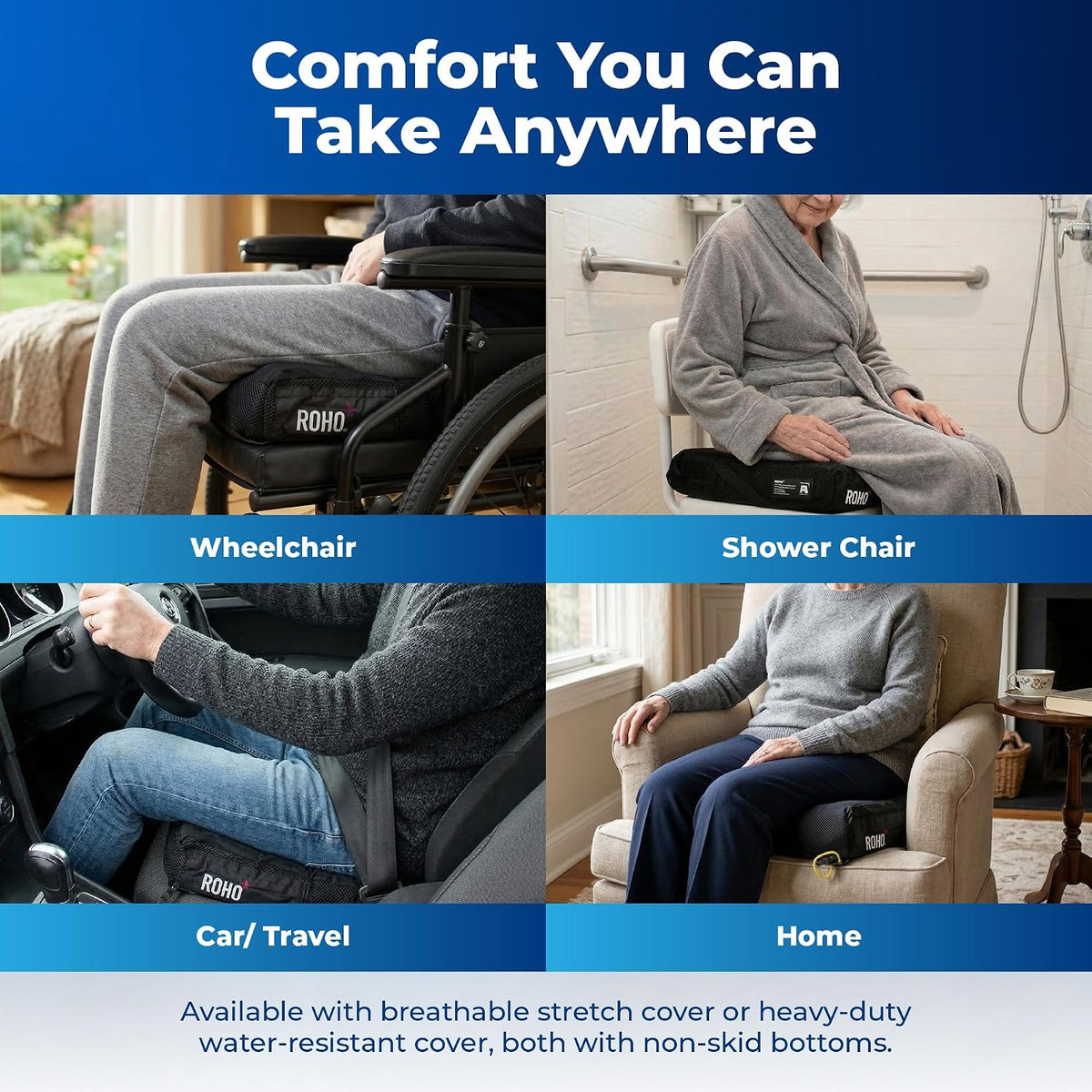 Roho High Profile Air Cell Wheelchair Cushion 18-19" x 16-17", Standard Cover